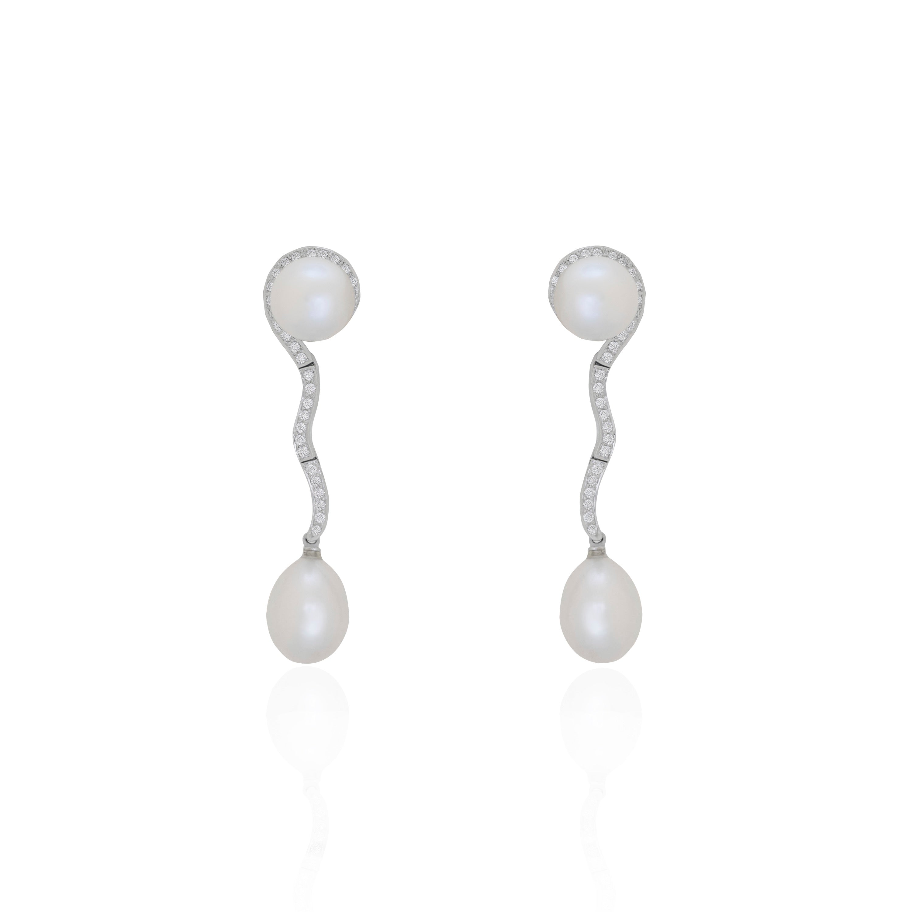 Pearl & Diamond Drop Earrings